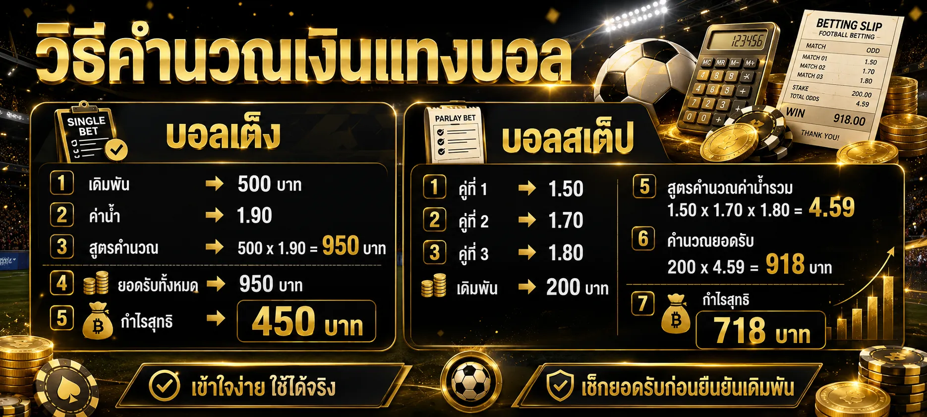 วิธีคำนวณยอดรับแทงบอล