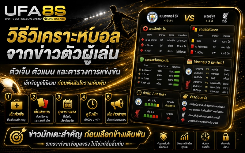 วิธีวิเคราะห์บอลจากข่าวตัวผู้เล่น